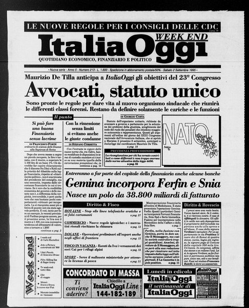 Italia oggi : quotidiano di economia finanza e politica